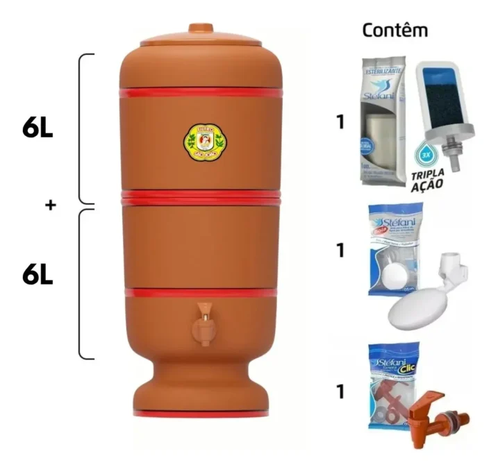 Filtro Sao Joao Plus 6 litros Stefani completo em ceramica